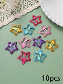 10/12 件儿童彩色星星发夹（黑色、白色和红色），可爱的婴儿发饰，适合学生派对和聚会的精美装饰 - 彩色 - 查看 5