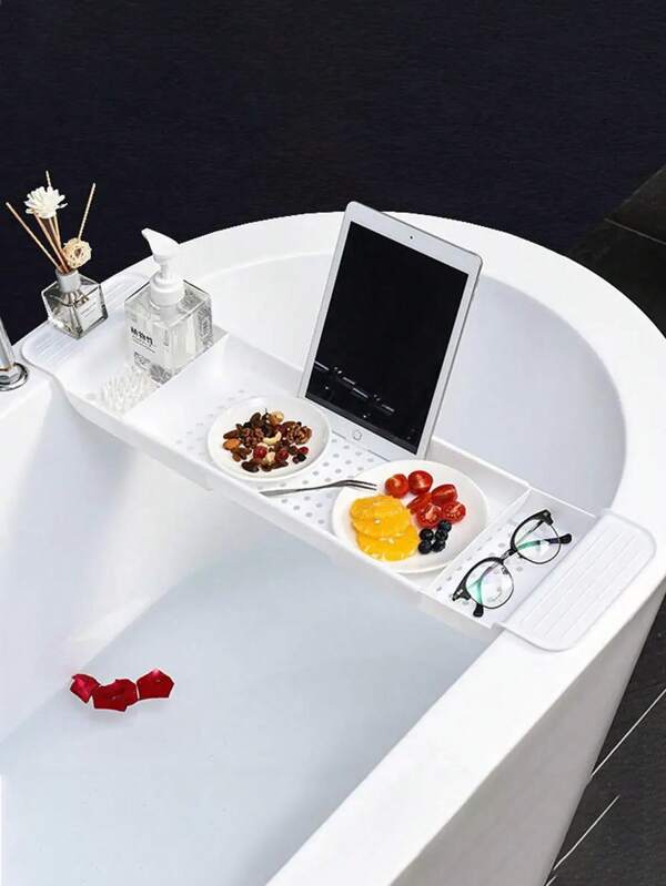 Adjustable Bathroom Bathtub Shelf Caddy Tray, Multi-Function Rack For Bathtub, Cellphone, Tablet, Anti-Slip Home Bathroom Decor Bathroom Organizer Summer Back To School