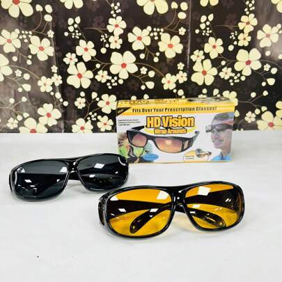 1 par de lentes para cuidado de la vista ,gafas de conducir de moda HD para día/noche que se ajustan sobre los anteojos para hombres y mujeres