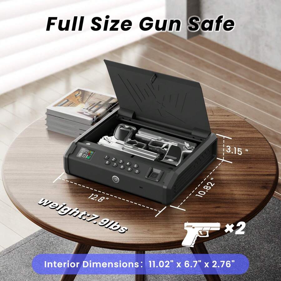 Pistol Gun Safe, Biometric Gun Safe, Fingerprint, Password And Key