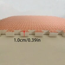 10 件套黑色、棕色 + 橙色厚底条纹亚麻拼布地毯，30*30*1.0 厘米小尺寸互锁地毯，适用于卧室、客厅、厨房，美式风格，EVA 背衬，耐用且易于清洁，可修剪 - 彩色 - 查看 7