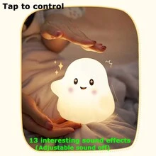 1 đèn ngủ trang trí để bàn hình ma trắng dễ thương Halloween có hiệu ứng âm thanh, đèn vòi, đèn trang trí bàn Halloween, đèn trang trí tiệc, đèn ngủ LED, đèn ma trắng làm quà tặng tiệc, trang trí phòng ngày lễ - Nhiều màu - Xem 5