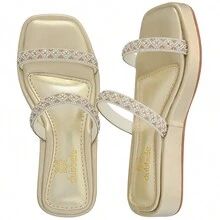 Women's  Shiny Rhinestone Platform Sandal Comfortable - 金子 - 查看 7