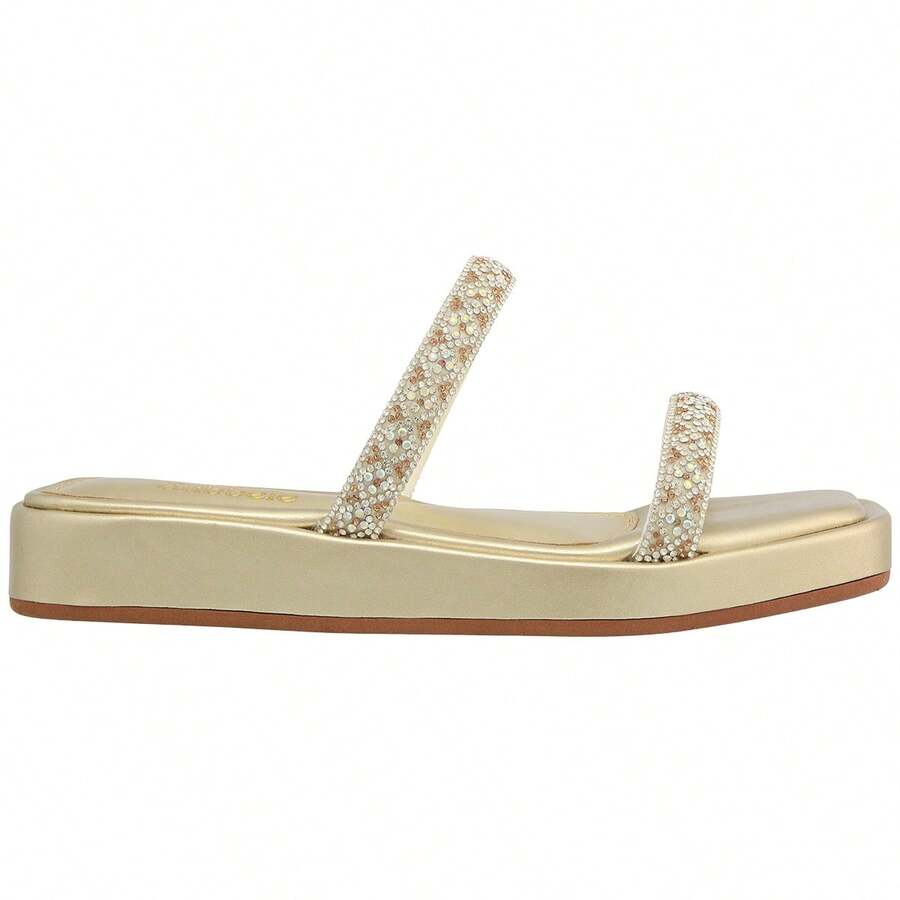 Women's  Shiny Rhinestone Platform Sandal Comfortable - 金子 - 查看 1