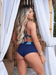 Printed Bikini With Boxer-Style Panties - 顏色隨機傳送 - 查看 7