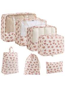 7-Piece Cartoon Pattern Luggage Bag Set - Versatile Travel Companion For Women, Perfect For Outdoor Adventures - Complete Set For All Your Travel Needs - Multicolor - View 12