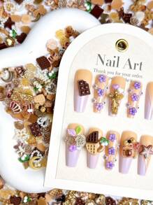 1 Hộp Thiệp Hoạt Hình Bánh Quế Sô Cô La Mô Phỏng Nhiều Màu Maillard Hình Cây Chuột Hamster Nhựa Hoa Hồng Ngọc Trai Trái Tim Ngôi Sao Năm Cánh Trang Trí Nghệ Thuật Làm Móng Cho Đồ Dùng Làm Móng Tự Làm Móng Tay Mặt Dây Chuyền Đá Quý Làm Móng - Nhiều màu - Xem 2