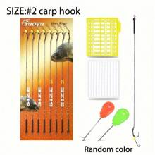 YOTO 8 Pieces Carp Fishing Hair Rigs, Carp Hook Rig With Braided Line, Carp Leader With 2 Boilie Stoppers And 2 Needles - Yellow - View 8
