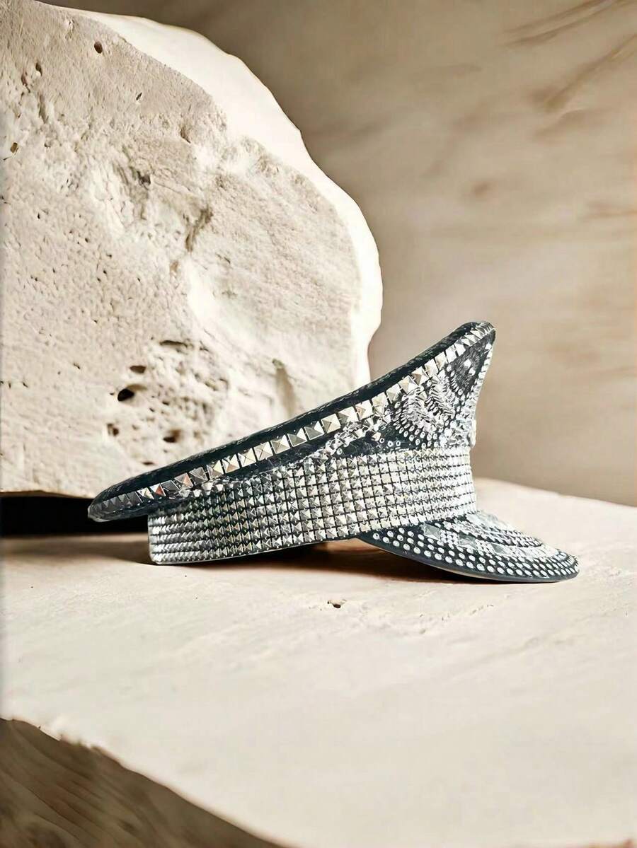 1pc Shiny Geometric Pattern Polyester Sailor Hat/Cap, Suitable For