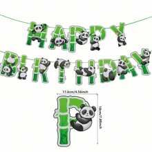 31 件熊猫主题蛋糕装饰、银色闪光拉旗装饰、生日快乐蛋糕装饰、生日派对用品 - 銀色 - 查看 3