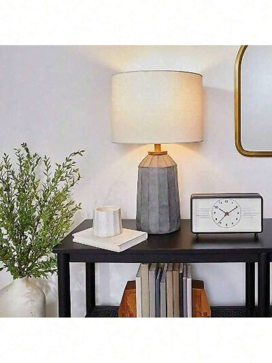 Carved Ceramic Table Lamp Dark Gray (Includes LED Light Bulb) Hearth