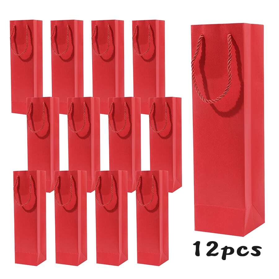 12 件优质圣诞红酒礼品袋、生日购物派对用品、圣诞物品、购物袋、派对袋、婚礼生日派对礼品袋、手工手提袋、派对礼品、生日装饰、派对礼品装饰、婚礼装饰、派对用品 - 紅色 - 查看 1