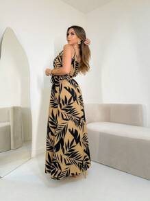 Floral Pleated Summer Dress - Negro - Ver 2