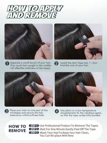 10 Pcs Mini Tape In Hair Extensions Human Hair Color 1 Jet Black 14-22 Inch Remy Human Hair Double Side Invisible Seamless Tape In Hair Extensions