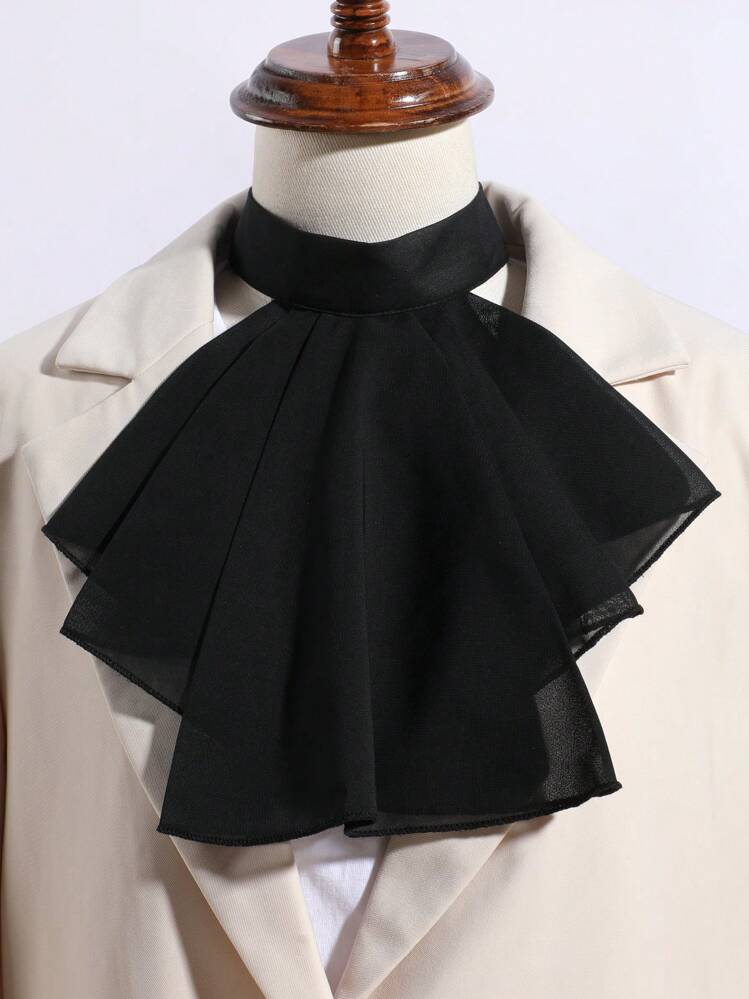 1 件女士休闲纯黑色多层荷叶边假领，适合约会、日常装扮、派对和舞台表演 - 黑色 - 查看 10