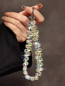 奢华多色水钻水晶手链/腕带，配有链条和短带、手机夹、钥匙袋、钱包吊坠钥匙扣，多色 - 彩色 - 查看 14