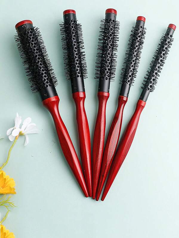 1 pieza Rodillo de cabello de madera con tubo de aluminio rojo, rodillo de estilo de cabello de salón, rodillo de madera pequeño para dar volumen a las raíces, rodillo para rizar el flequillo hacia adentro, rodillo de punta puntiaguda para el peinado del cabello, cepillo de cabello, peine, herramientas para el cabello, productos y accesorios para el cabello para barbería, salón de belleza, artículos esenciales de viaje, artículos esenciales para volver a la escuela, artículos esenciales de viaje y vacaciones, accesorios para el cabello para mujeres