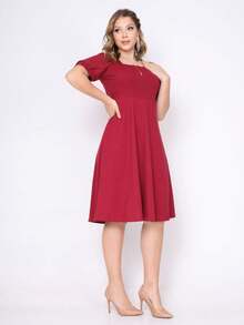 Women Dresses - 紅木色 - 查看 3