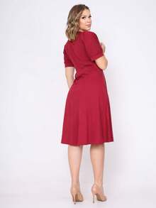 Women Dresses - 紅木色 - 查看 5