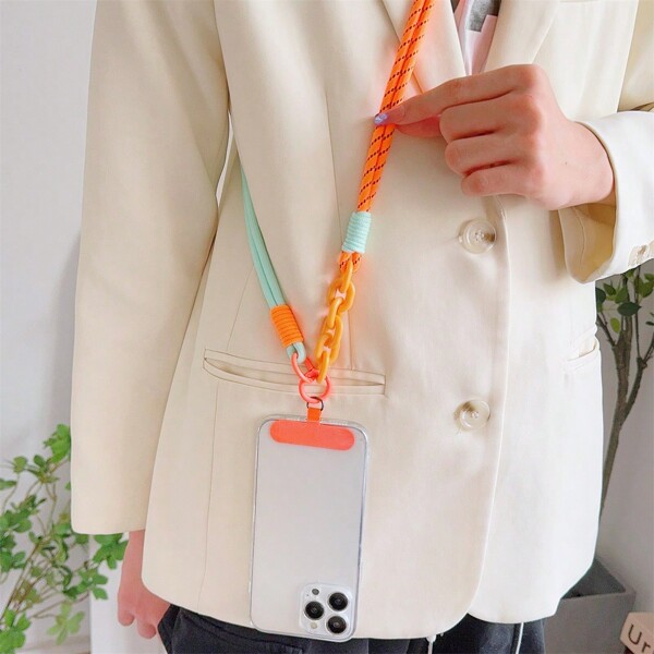 1 pieza de cordón largo para el teléfono, correa cruzada portátil para el hombro con broche desmontable para fundas de teléfonos, antideslizante, antigotas, anti-perdida, longitud ajustable, regalo para madre, familia, amigos, cumpleaños, festivos, accesorio para teléfono, cadena de teléfono