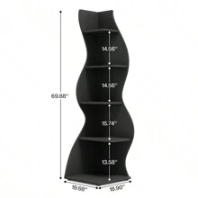 Tribesigns 5-Tier Corner Shelf, Rustic Wall Corner Bookshelf, Stylish Corner Small Bookcase Storage Rack Plant Stand With Unique Shape For Living Room, Home Office - 黑色 - 查看 3