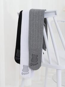 1pc Children's Thick Solid Color Tights,Non-Slip Elastic Warm Leggings, Suitable For Autumn And Winter Non-Slip Dance Socks - Grey - View 2