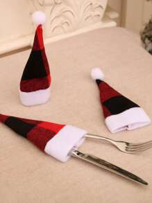 10 chiếc Giá đựng chai rượu Giáng sinh, Vỏ dao và nĩa lễ hội để trang trí bữa ăn ngày lễ, Hoàn hảo để trang trí Giáng sinh cho gia đình và nhà hàng, Giáng sinh - Đỏ - Xem 2