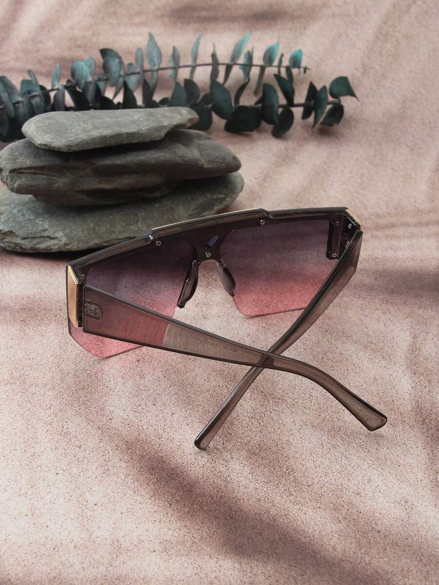 Men's Oversized Square Frameless Sunglasses With Metal Inlaid, HighEnd