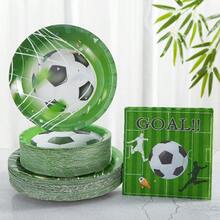 Wegwerpkeukengerei met voetbalschietprint