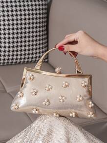 Rhinestone Decor Wristlet Purse, Sweet Style Elegant Clutch Bag For Banquet, Party, Event, Evening Dress, Fashion For Women