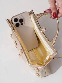 Rhinestone Decor Wristlet Purse, Sweet Style Elegant Clutch Bag For Banquet, Party, Event, Evening Dress, Fashion For Women