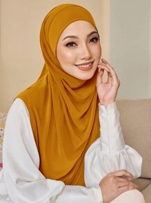 1 Stück Damen Einfarbiges Jersey Praktischer Muslimischer Pullover Hijab, Herbst/Winter zum Anziehen - Verschiedenfarbig - Übersicht 22
