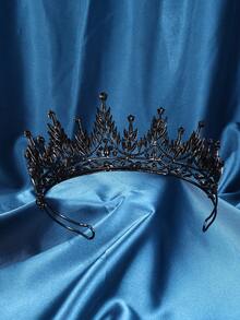 Princess Tiara Crown For Women Girls,Royal Queen Crown,Wedding Tiara For Bride,Aurora Borealis Crystal Hair Accessories For Quinceanera Pageant Prom Birthday,Black+Black - Black - View 3