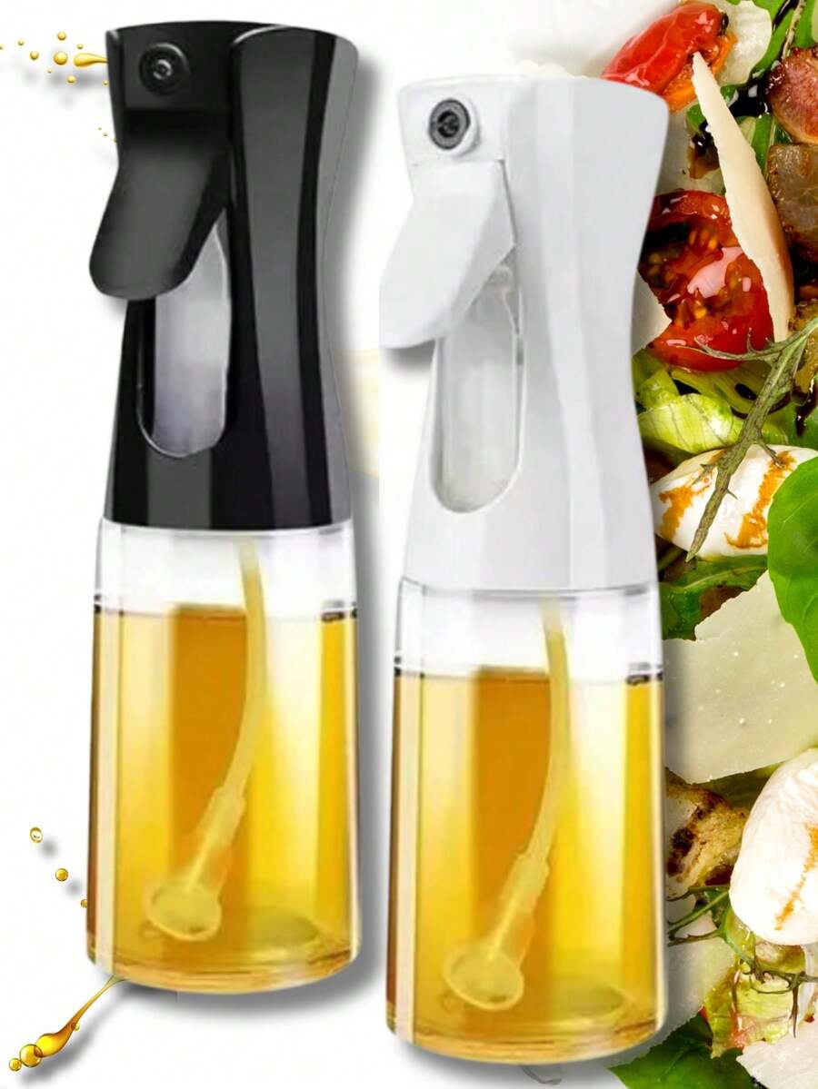 Kit 2 Spray Bottles Oil Vinegar Sprayer Glass Cruet Culinary Kitchen 200ml - 黑與白 - 查看 1