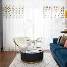 1 件白色和卡其色花卉刺绣薄纱窗帘，中式经典半遮光薄纱窗帘，适用于客厅、卧室、阳台、适合窗户装饰，无轨道或窗帘杆 - 白色 - 查看 5