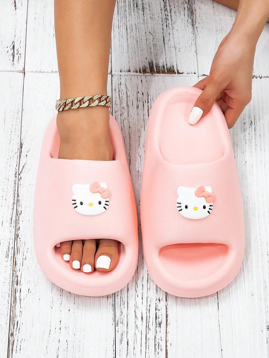 卡通拖鞋，粉色，可爱，防滑，夏季柔软浴室室内和家居 - 女士 - 粉色 - 查看 1