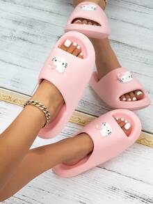 卡通拖鞋，粉色，可爱，防滑，夏季柔软浴室室内和家居 - 女士 - 粉色 - 查看 4