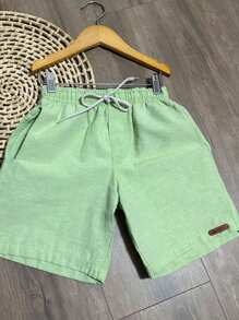 BOYS' BERMUDA SHORTS CHILDREN'S PREPPY FASHION NEW RELEASE - Green - View 1