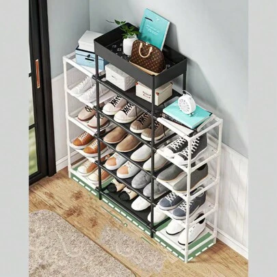 Zapatero de Metal de 6 Niveles, Organizador Zapatera de Acero Inoxidable, Organizador de Zapatos de Acero Inoxidable de Fácil de Montar, Ahorro de Espacio, para Sala de Estar, Dormitorio