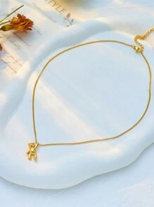 1pc Stainless Steel 3d Cartoon Smooth Surface Adorable Bear Pendant Simple & All-Match Necklace For Women Suitable For Daily Wear - Pendant Necklace - View 4