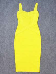 Women's New Strappy Elastic Bandage Midi Dress, Sleeveless Sexy Party Gown