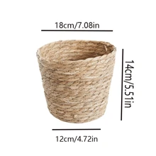 1 Cesta de armazenamento de vime trançado, cesto de plantas, lata de lixo, cesto de roupas sujas, cesto redondo pequeno ou grande de vime, recipiente multifuncional para quarto, sala de estar, banheiro, escritório, cesta de vime, cozinha, acessórios de cozinha, utensílios de cozinha, organizador de cozinha, organizador de maquiagem, itens de casamento, decorações florais, utensílios para casa, mesa, decorações para casa, organização e armazenamento doméstico, decoração de quarto, decoração de quarto, para a volta às aulas - Castanho - Ver 13