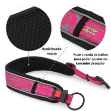 Adjustable Dog Collar With Safety Lock Padded Reflective Breathable Comfortable Soft Durable LR-0313 - Red - View 3
