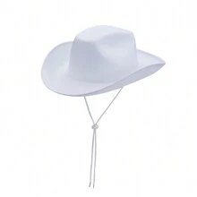 Adjustable Chin Strap Cowboy Hats Cowgirl Hat With Scarf For Women Girls Cowboy Costume Theme Party - 白色 - 查看 2
