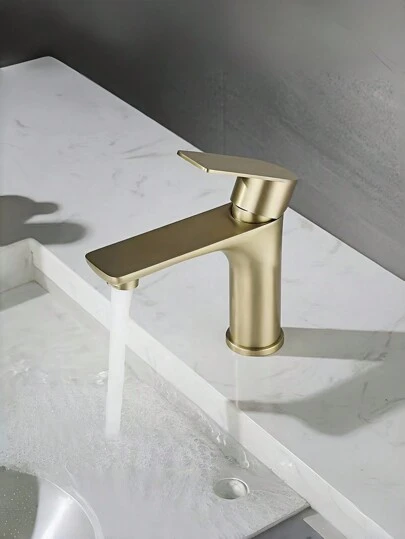 1件套不锈钢面盆水龙头现代黑色浴室混合水龙头拉丝金/灰/镀铬洗脸盆水龙头冷热水水槽水龙头新品家居浴室装饰秋季装饰浴室配件