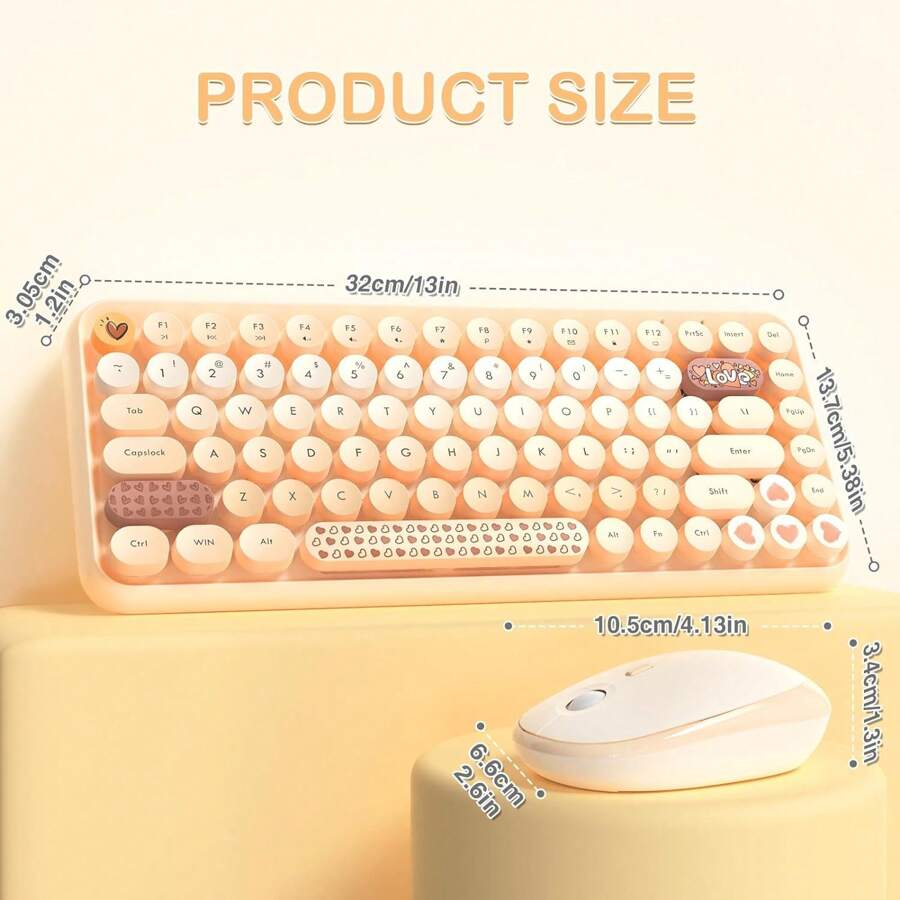 ATTACK SHARK ATTACK SHARK Retro Keyboard Mouse Set Wireless, 2.4 GHz