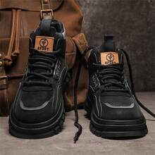 2024 年冬季男士防水雪地靴，时尚轻便登山靴适合寒冷天气工作靴，防滑鞋男士防水中踝休闲徒步户外靴，系带登山靴 - 黑色 - 查看 2