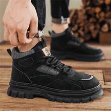 2024 年冬季男士防水雪地靴，时尚轻便登山靴适合寒冷天气工作靴，防滑鞋男士防水中踝休闲徒步户外靴，系带登山靴 - 黑色 - 查看 7