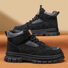 2024 年冬季男士防水雪地靴，时尚轻便登山靴适合寒冷天气工作靴，防滑鞋男士防水中踝休闲徒步户外靴，系带登山靴 - 黑色 - 查看 3