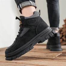 2024 年冬季男士防水雪地靴，时尚轻便登山靴适合寒冷天气工作靴，防滑鞋男士防水中踝休闲徒步户外靴，系带登山靴 - 黑色 - 查看 6